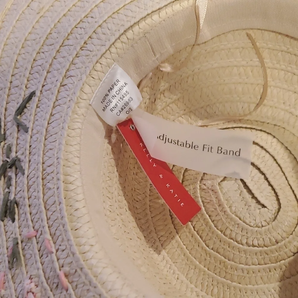 NWT Kelly & Katie Tan and Pink Floral Sun Hat